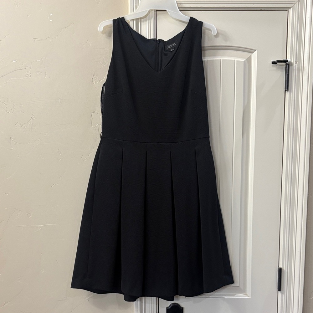 Black V-Neck Pleated Mini Dress